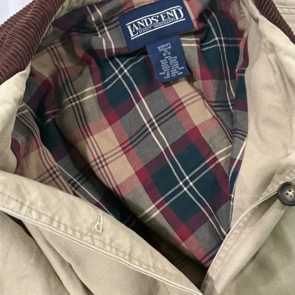 Vintage 1990s Lands’ End Barn Coat with Corduroy Collar- Size M